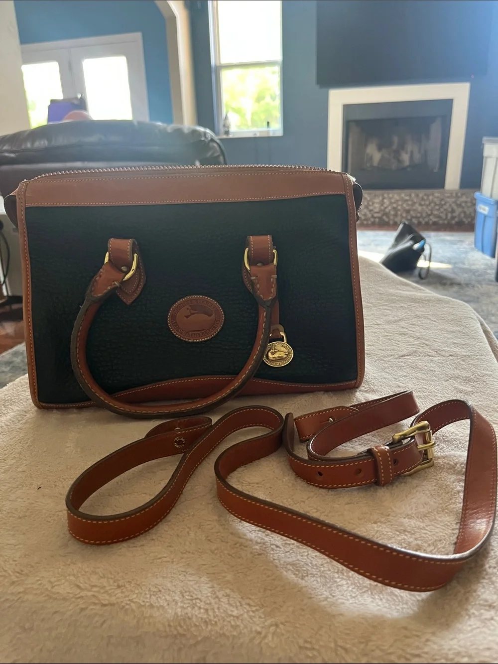 Vintage Dooney & Bourke Black and Brown Leather Satchel